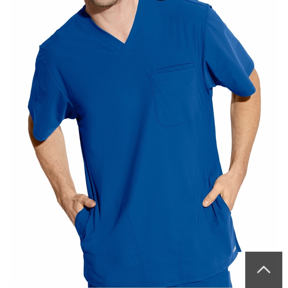 Greys Anatomy Edge Scrub Top Royal Blue - Men
